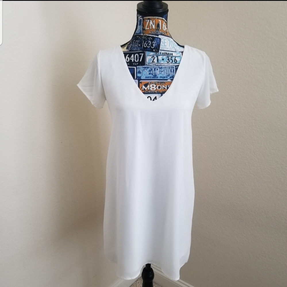 Lulus XS Freestyle Chic Shift Dress Wht 44119 XS